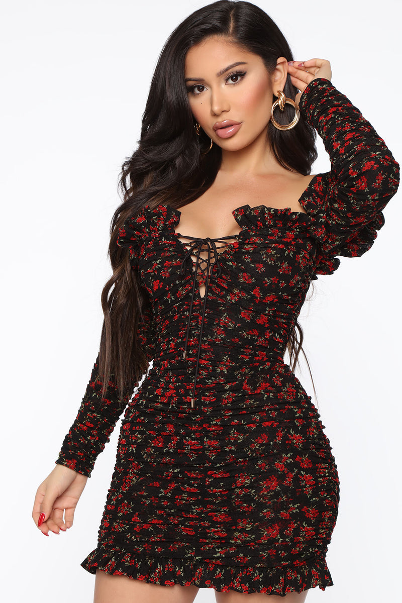 Being Romantic Ruched Mini Dress ...